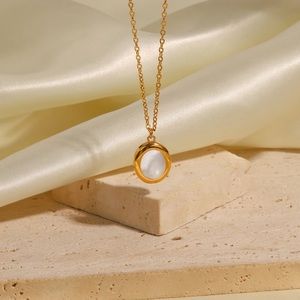 ◾️18k Gold Plated Natural White Opal Pendant Necklace